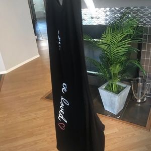 Black tank top with print writing